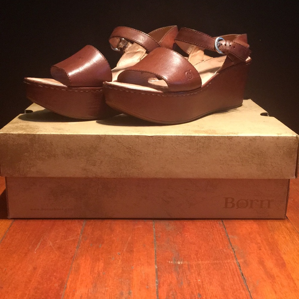 Born - Maldives (tan leather wedge platform)